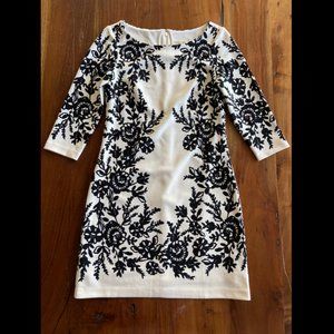 Black and White Professional Graphic Lace Sheath Dress